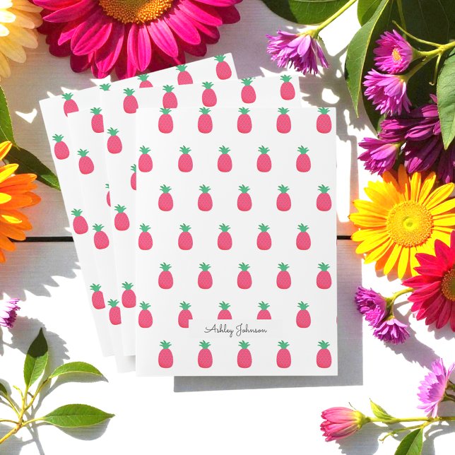 Pink White Pineapple Pattern Chic Pocket Folder (Creator Uploaded)