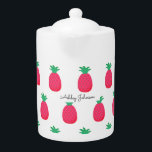Pink White Pineapple Pattern Chic Teapot<br><div class="desc">Pink White Tea pot with Cute Chic Pineapple Pattern. More products with this design are in the collection below.</div>