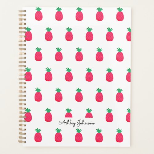 Pink White Pineapple Pattern Cute Planner