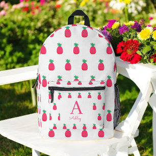 Pink White Pineapple Pattern Cute Printed Backpack
