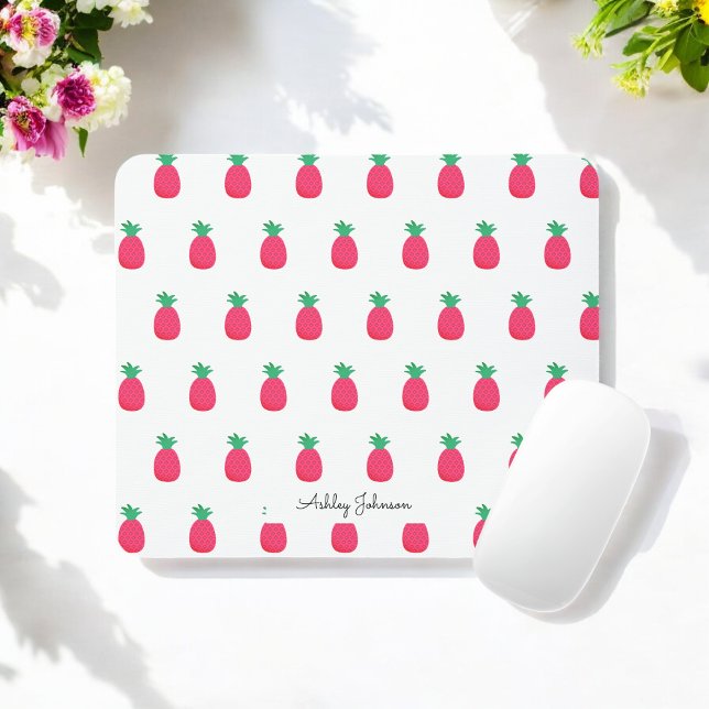 Pink White Pineapple Pattern Mouse Pad (Creator Uploaded)