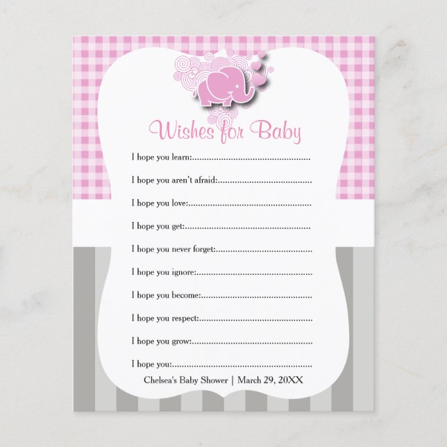 Pink & White Plaid and Gray Stripes   - Wishes (Front)