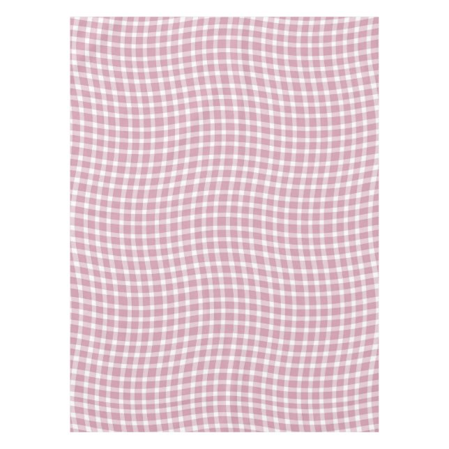Pink White Plaid Checker Seamless Pattern Tablecloth (Front)