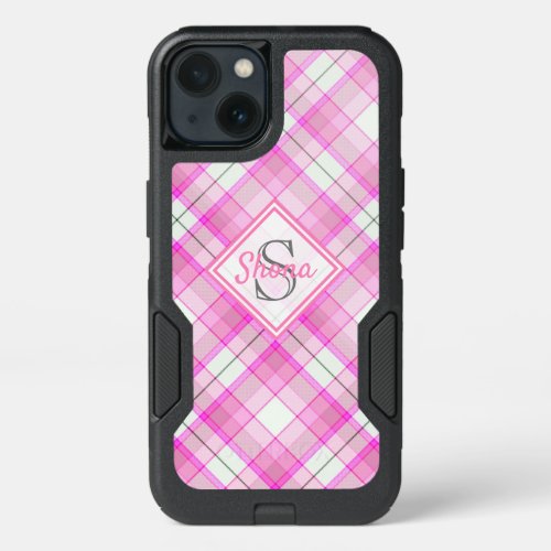 Pink  White Plaid iPhone 13 Case