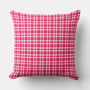 Pink White Plaid Pattern Throw Pillow