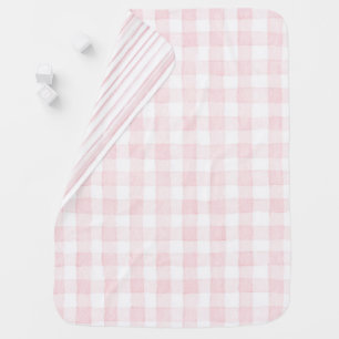 Pink White Plaid Stripes Baby Blanket