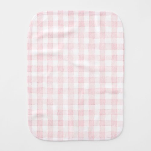 Pink White Plaid Stripes   Baby Burp Cloth