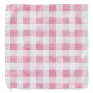 Pink White Plaid Stripes Bandana