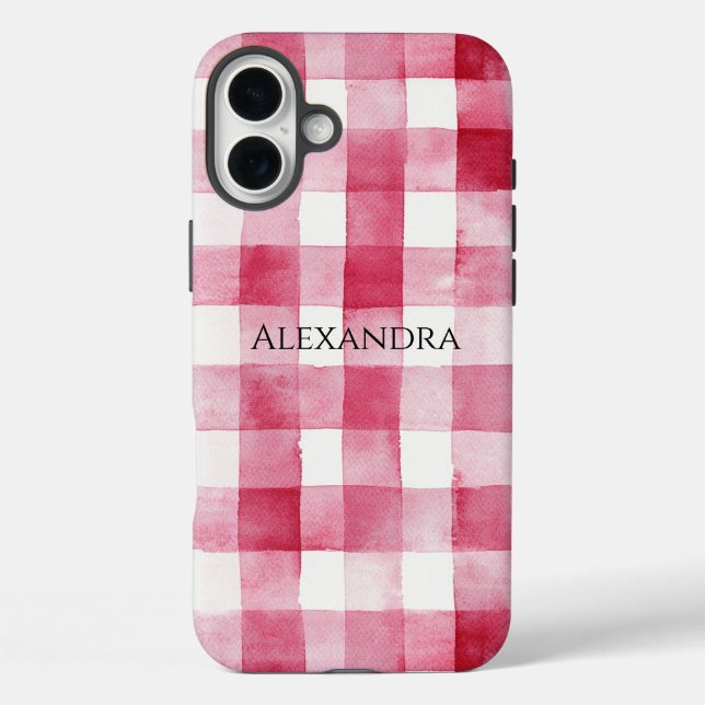 Pink White Plaid Stripes Birthday Case-Mate iPhone Case (Back)