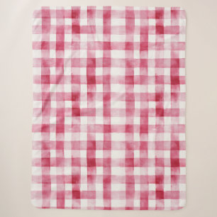 Pink White Plaid Stripes Birthday Sherpa Blanket