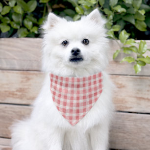 Pink White Plaid Stripes Pet Bandana Collar