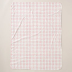 Pink White Plaid Stripes Sherpa Blanket