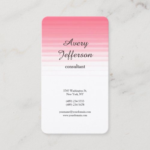 Pink White Plain Modern Minimalist Professional Business Card