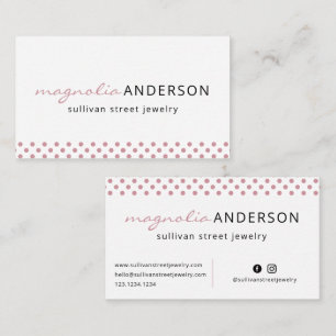 Pink White Polka Dot Border Business Card