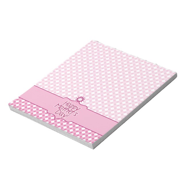 Pink white Polka dot Flower Mothers Day Notepad (Rotated)