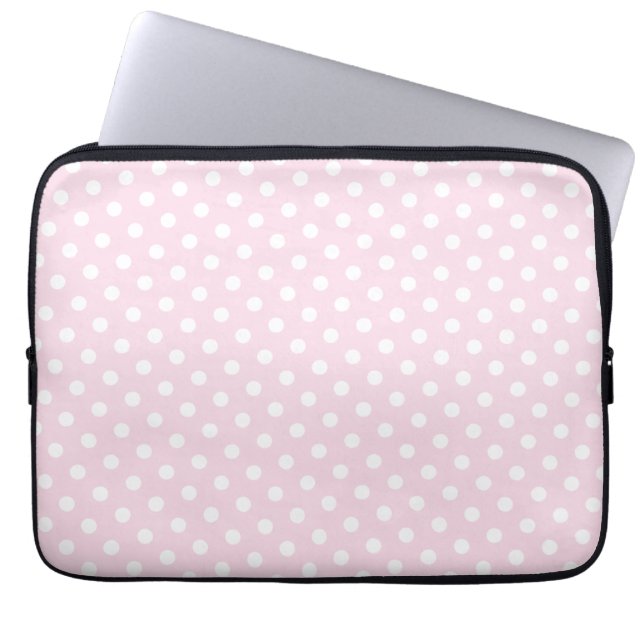 Pink & White Polka Dot Laptop Sleeve (Front)