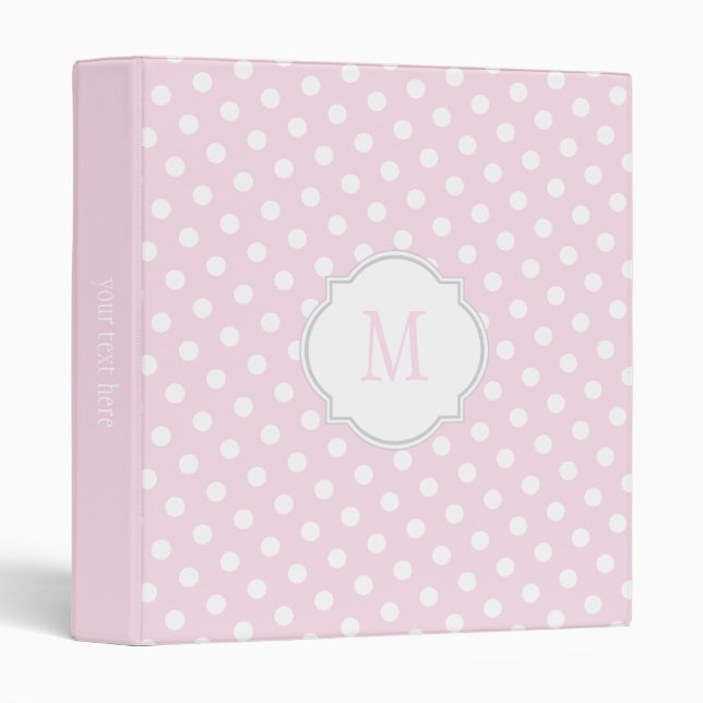 Pink & White Polka Dot Monogram Binder (Front/Spine)