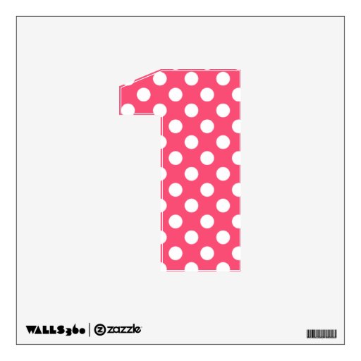 Pink & White Polka Dot Number 1 Wall Decal | Zazzle