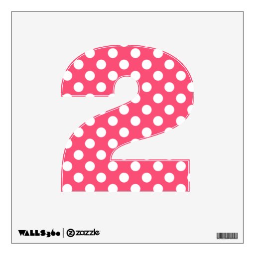 Pink & White Polka Dot Number 2 Wall Decal | Zazzle