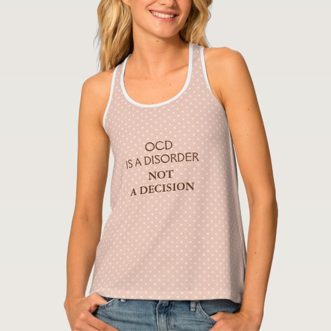 Pink White Polka Dot OCD Awareness Mental Health Tank Top (Front)
