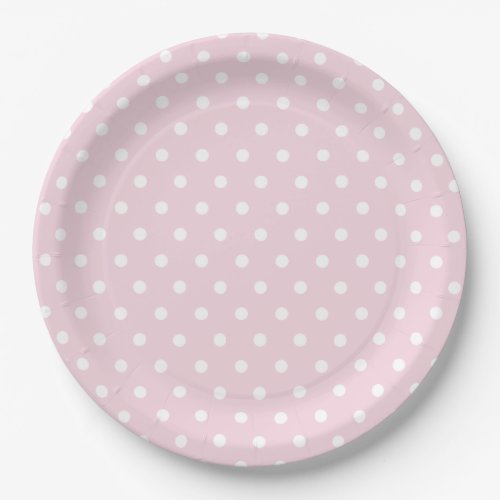 Pink White polka Dot Pattern Paper Plates