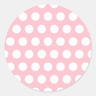 Pink & White Polka Dots Classic Round Sticker