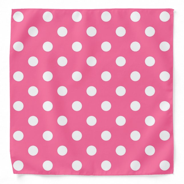 Pink White Polka Dots Design Bandana (Front)