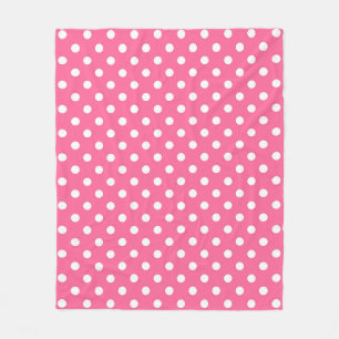 Pink White Polka Dots Design Fleece Blanket