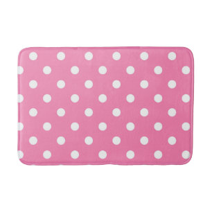 Pink & White Polka Dots Dot Bath Mat