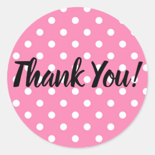 Pink & White Polka Dots Dot Birthday Party Classic Round Sticker