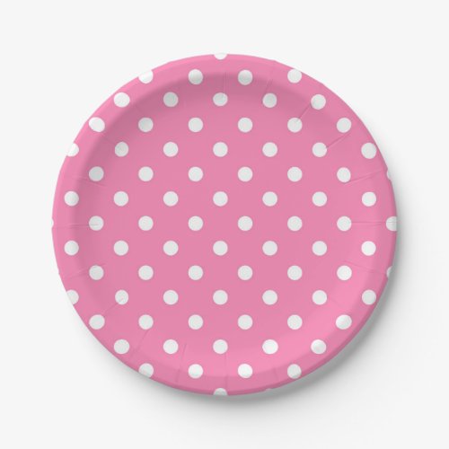 Pink  White Polka Dots Dot Birthday Party Paper Plates