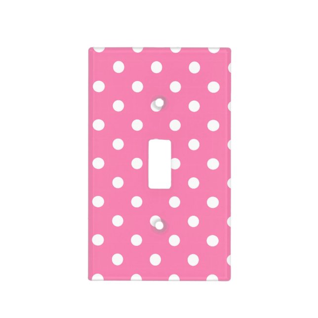 Pink & White Polka Dots Dot Light Switch Cover (Front)