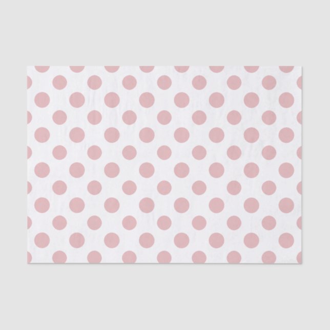 Pink White Polka Dots Pattern Tissue Paper (Front)