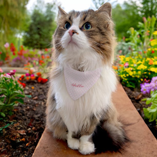 Pink White Polka Dots Pet Cat Dog Puppy Name Cute Bandana Collar