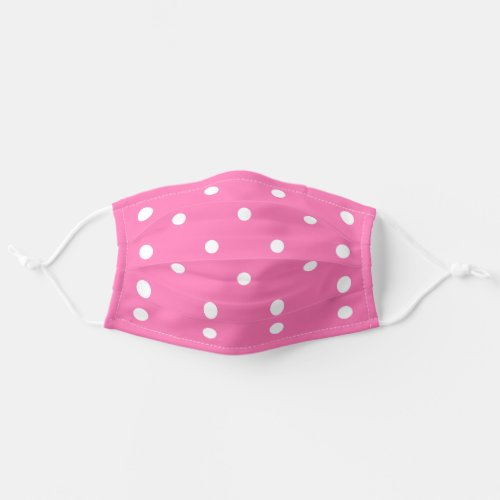Pink White Polka Dots Rustic Template Elegant Adult Cloth Face Mask