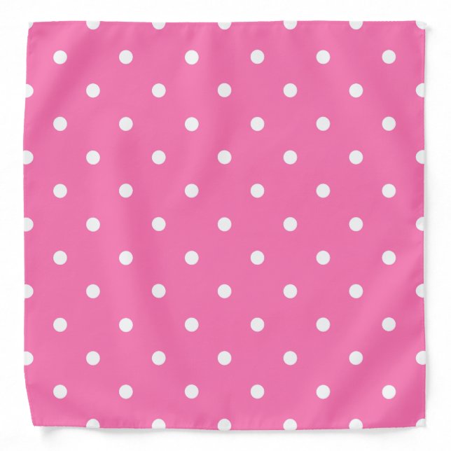 Pink White Polka Dots Trendy Rustic Template Chic Bandana (Front)