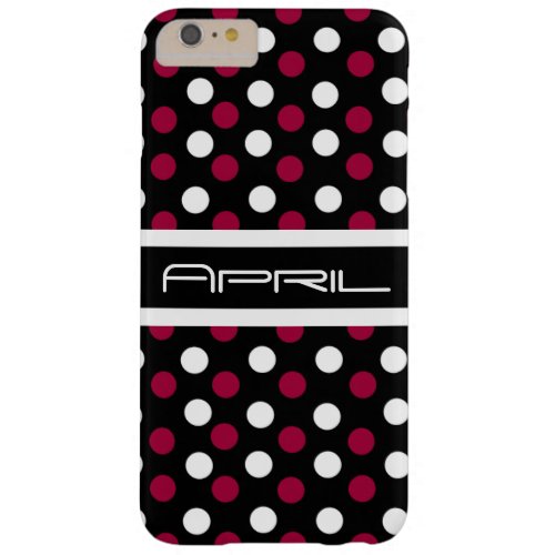 pinkwhite polka_dots zigzag monogramed barely there iPhone 6 plus case