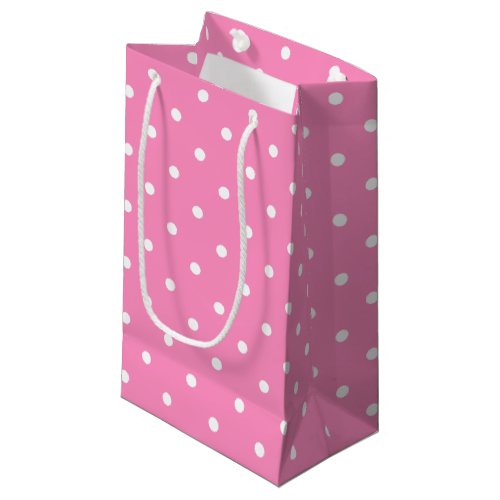 Pink White Polka Dotted Pattern For Her Template Small Gift Bag