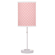 Pink White Polkadots Round Pillow Table Lamp
