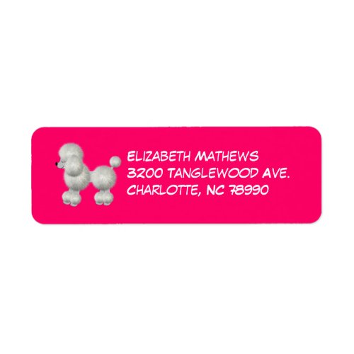 Pink  White Poodle Return Address Label