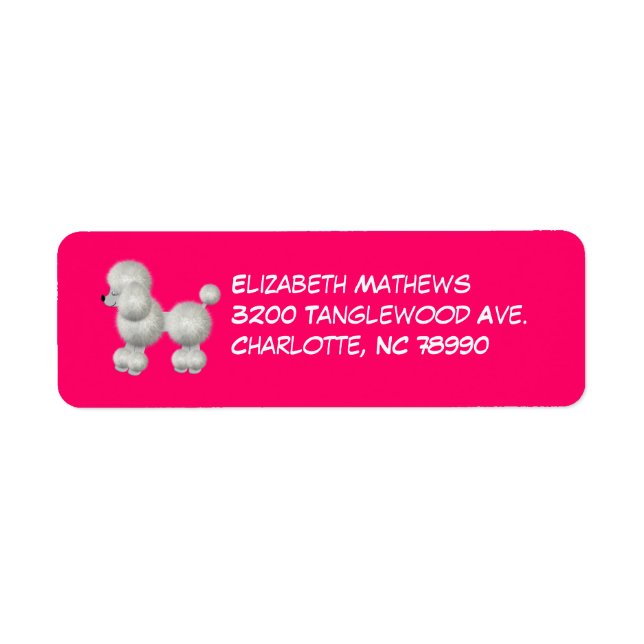 Pink & White Poodle Return Address Label (Front)