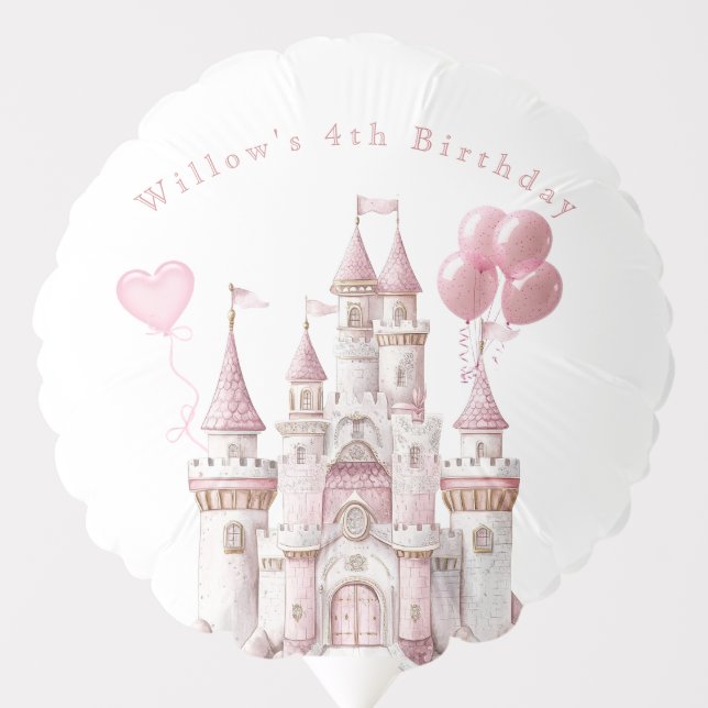 Pink White Princess Castle Balloons (Front)