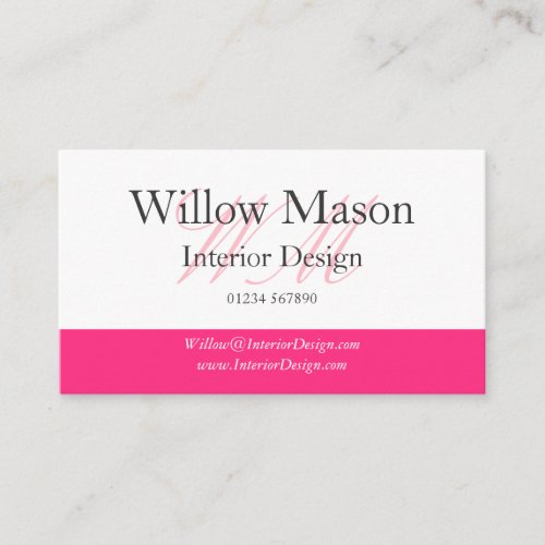 Pink &amp; White Professional Business Card