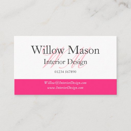 Customizable Pink &amp; White Professional Business Card