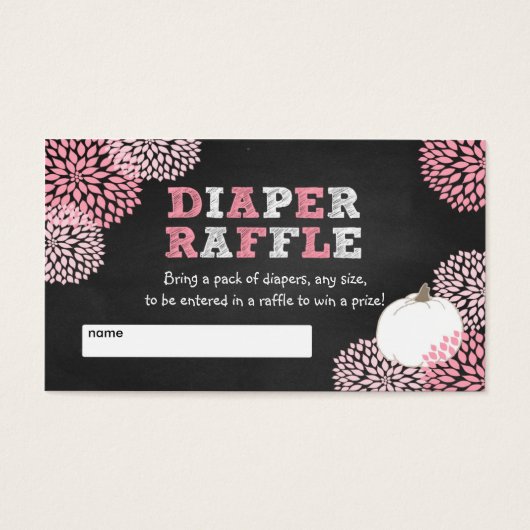 Pink White Pumpkin baby shower raffle tickets (Front)
