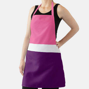 Pink White Purple Plain Color Block Design Apron