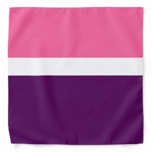 Pink White Purple Plain Color Block Design Bandana