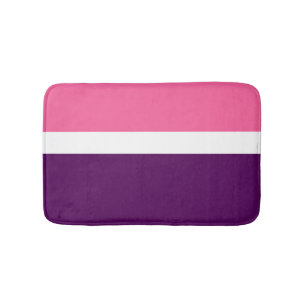 Pink White Purple Plain Color Block Design Bath Mat