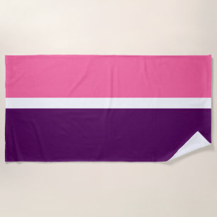 Pink White Purple Plain Color Block Design Beach Towel