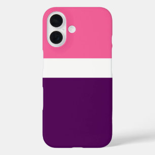 Pink White Purple Plain Color Block Design iPhone 16 Case